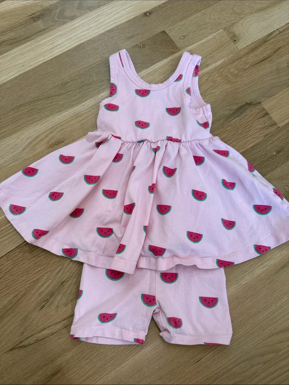 Girls Pink Watermelon Tank Top & Shorts Matching Set